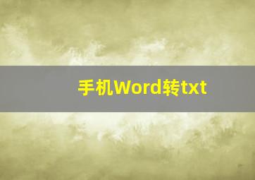 手机Word转txt