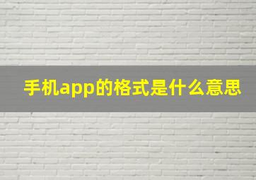 手机app的格式是什么意思