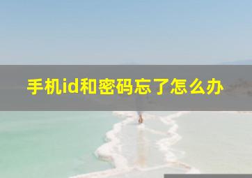 手机id和密码忘了怎么办