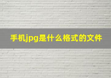 手机jpg是什么格式的文件