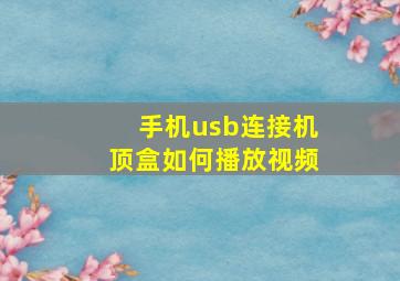 手机usb连接机顶盒如何播放视频