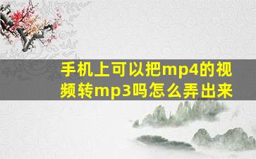 手机上可以把mp4的视频转mp3吗怎么弄出来