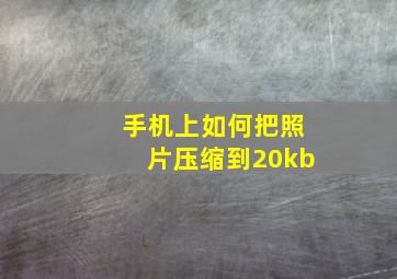 手机上如何把照片压缩到20kb