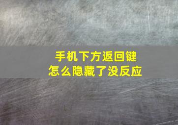 手机下方返回键怎么隐藏了没反应