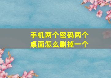 手机两个密码两个桌面怎么删掉一个