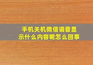 手机关机微信语音显示什么内容呢怎么回事