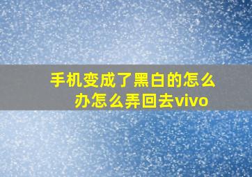 手机变成了黑白的怎么办怎么弄回去vivo