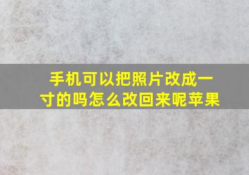 手机可以把照片改成一寸的吗怎么改回来呢苹果