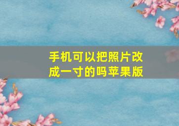 手机可以把照片改成一寸的吗苹果版