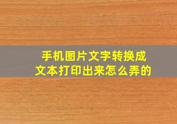 手机图片文字转换成文本打印出来怎么弄的