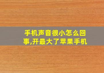 手机声音很小怎么回事,开最大了苹果手机