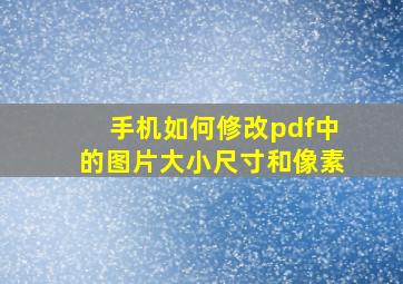 手机如何修改pdf中的图片大小尺寸和像素