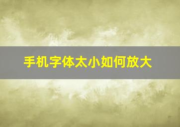 手机字体太小如何放大