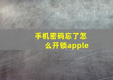 手机密码忘了怎么开锁apple