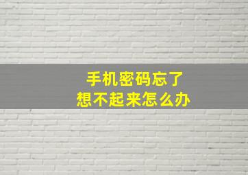 手机密码忘了想不起来怎么办