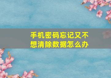 手机密码忘记又不想清除数据怎么办