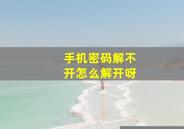 手机密码解不开怎么解开呀