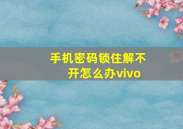 手机密码锁住解不开怎么办vivo