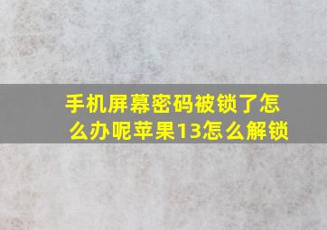 手机屏幕密码被锁了怎么办呢苹果13怎么解锁