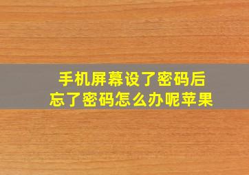 手机屏幕设了密码后忘了密码怎么办呢苹果