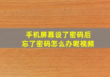 手机屏幕设了密码后忘了密码怎么办呢视频