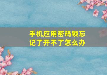 手机应用密码锁忘记了开不了怎么办