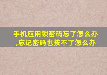 手机应用锁密码忘了怎么办,忘记密码也按不了怎么办