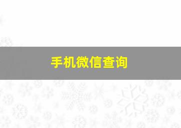 手机微信查询