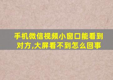 手机微信视频小窗口能看到对方,大屏看不到怎么回事