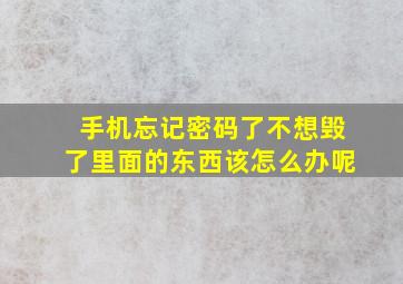 手机忘记密码了不想毁了里面的东西该怎么办呢