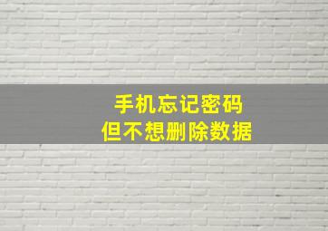 手机忘记密码但不想删除数据