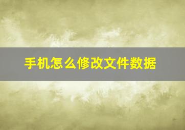 手机怎么修改文件数据