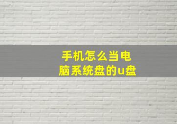 手机怎么当电脑系统盘的u盘