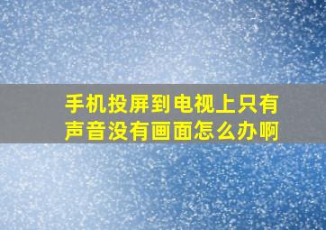 手机投屏到电视上只有声音没有画面怎么办啊