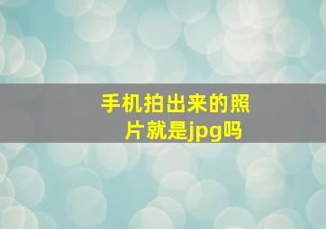 手机拍出来的照片就是jpg吗