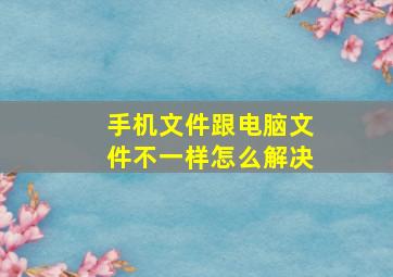 手机文件跟电脑文件不一样怎么解决