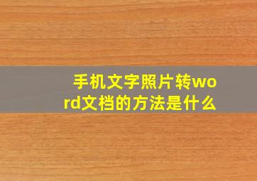 手机文字照片转word文档的方法是什么