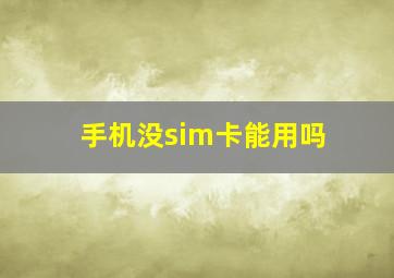 手机没sim卡能用吗