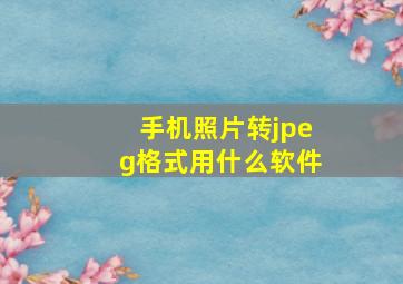 手机照片转jpeg格式用什么软件