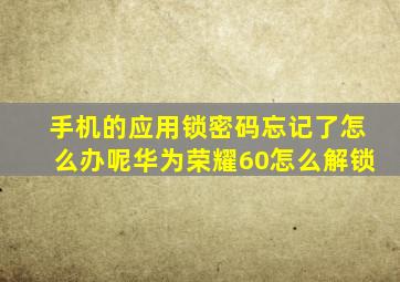 手机的应用锁密码忘记了怎么办呢华为荣耀60怎么解锁