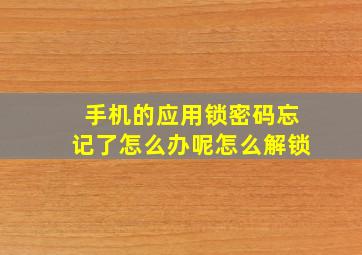 手机的应用锁密码忘记了怎么办呢怎么解锁