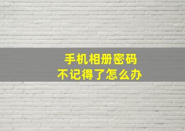 手机相册密码不记得了怎么办