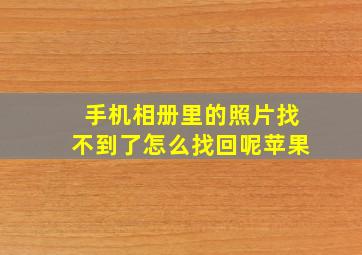 手机相册里的照片找不到了怎么找回呢苹果