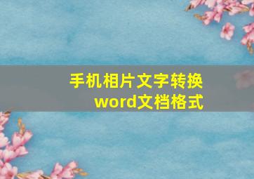 手机相片文字转换word文档格式