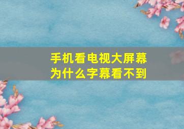 手机看电视大屏幕为什么字幕看不到