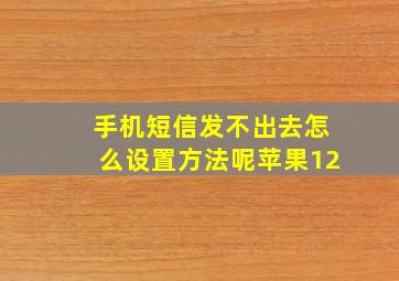 手机短信发不出去怎么设置方法呢苹果12