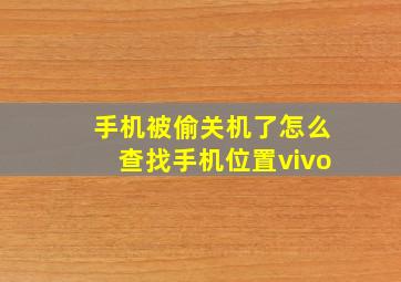 手机被偷关机了怎么查找手机位置vivo