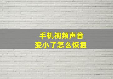 手机视频声音变小了怎么恢复