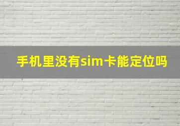 手机里没有sim卡能定位吗