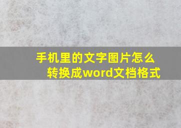 手机里的文字图片怎么转换成word文档格式